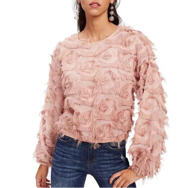New Rise&Blo Pink Ruffled Long Sleeve Top Size Sp
